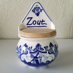 Delft Dutch | Vintage Wall Mount Zout "Salt" Cellar Box